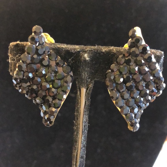 Jet Black Pavé Crystal Clip On Earrings-Boutique - Picture 4 of 7